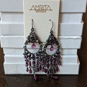 Purple Bead Dangle Earrings